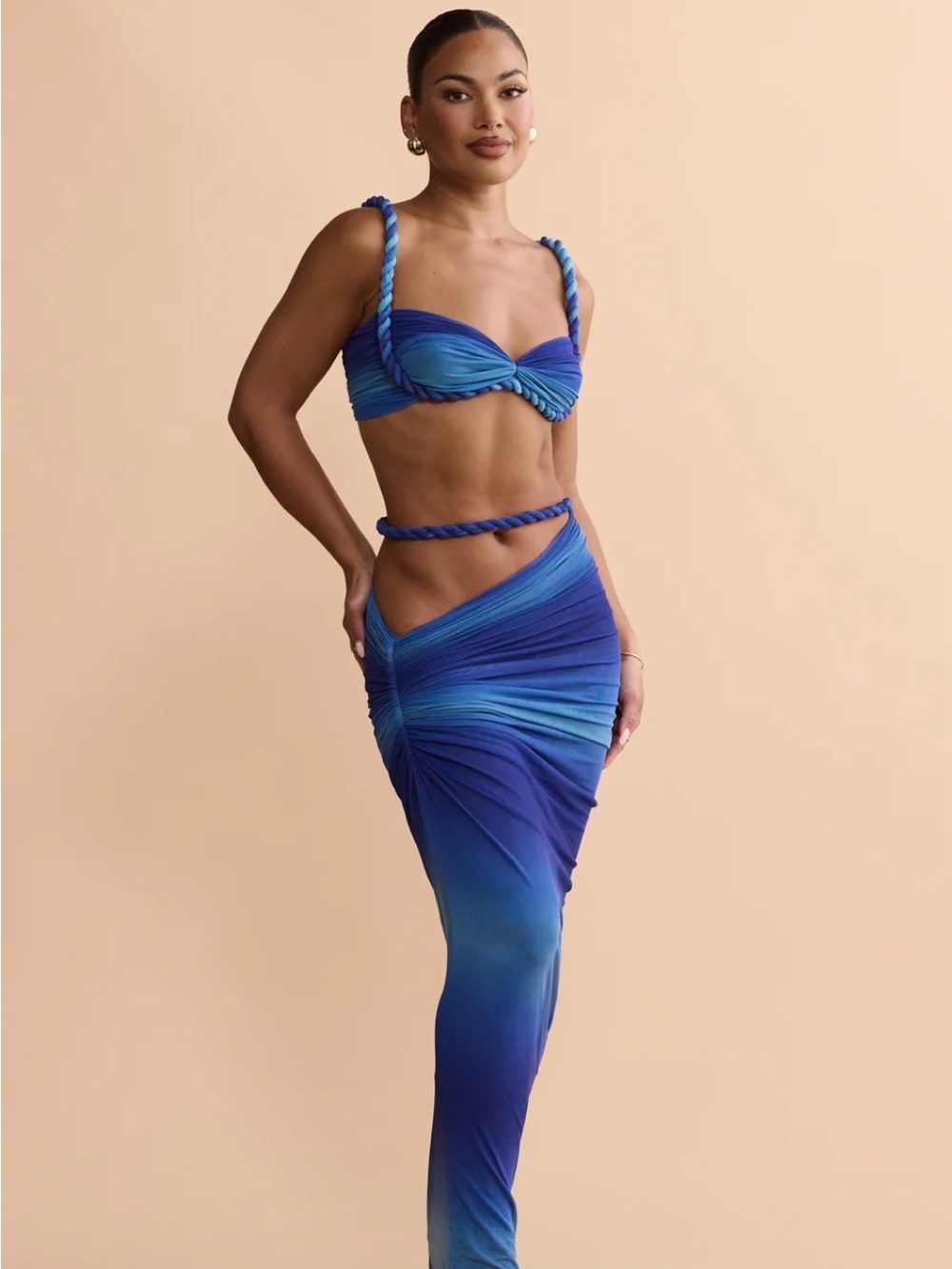 Melani The Label Zenaya & Ahria Blue Ombre Top & Skirt Set